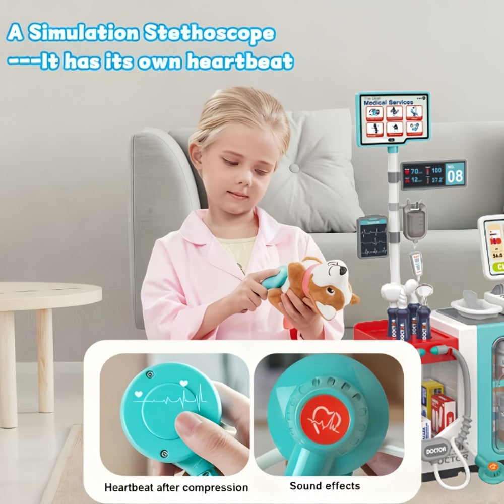 Doctor Play Set for Kids 49 PCS – Role Play Medical Station & Cashier Toy Kit for Boys Girls | Pretend Doctor Nurse Cashier | Parent-Child Interactive Learning Toy | Best Birthday Christmas Gift Ages 3+