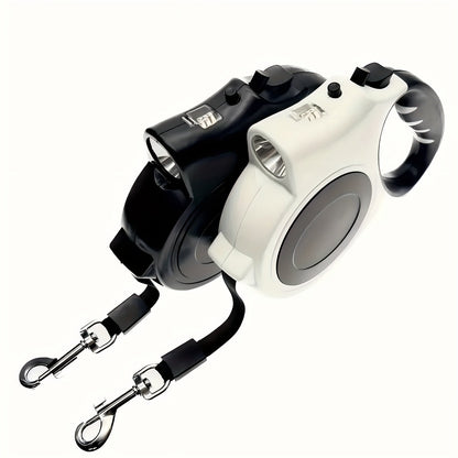 LED Retractable Dog Leash 16 Feet with Built-In Lights for Night Walks - Adjustable Durable PVC Traction Line for Small & Medium Dogs, Available with or without Light in Black Pink Red