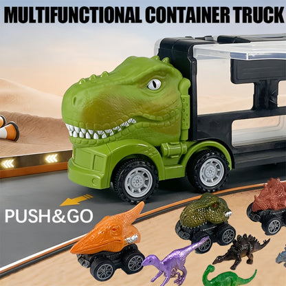 T-Rex Dinosaur Car Playset for Kids – Large Dino Truck with Mini Dinosaur Cars Figures & Accessories, Boys Dino Vehicle Toy Birthday Gift Ages 3 4 5 6