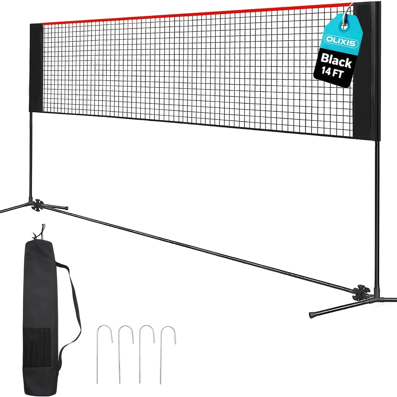 Badminton Volleyball Net Portable Adjustable Height 10ft 14ft 17ft Weather-Resistant Outdoor Indoor Backyard Pool Court Net with Carry Bag for Backyard Lawn Beach Park Play
