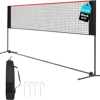 Badminton Volleyball Net Portable Adjustable Height 10ft 14ft 17ft Weather-Resistant Outdoor Indoor Backyard Pool Court Net with Carry Bag for Backyard Lawn Beach Park Play