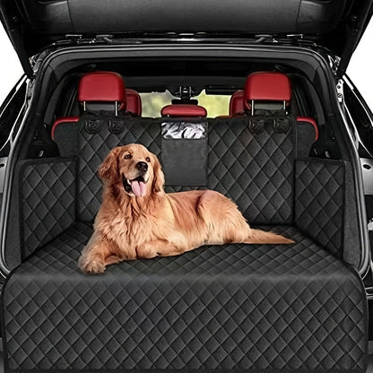 Dog Cargo Liner for SUV Sedan & Van – Waterproof Trunk Mat with Bumper Flap Protector, Non-Slip 600D Oxford, Universal Fit, Scratch & Hair Resistant, Includes Collapsible Dog Bowl