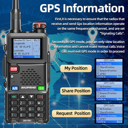 Baofeng Ham Radio 5RH Pro GPS 10W Long Range Walkie Talkie 2 Pack