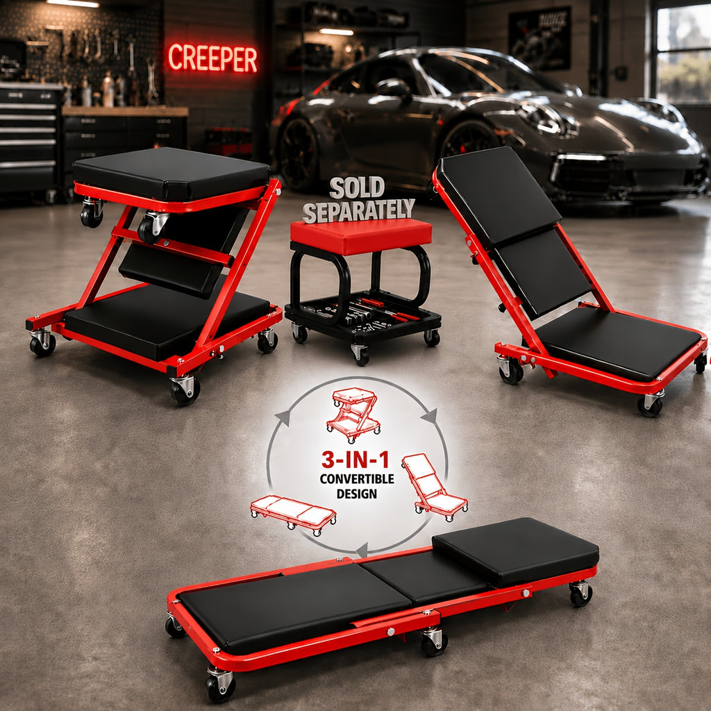 Shaped Wheeled Creeper Stool(Sold Separately), 80Lb Load Capacity, Foldable/Non-Foldable Crawler Mechanic Seat, 220Lb Load Capacity with 6 2.5-Inch Casters, Great Gift for Men