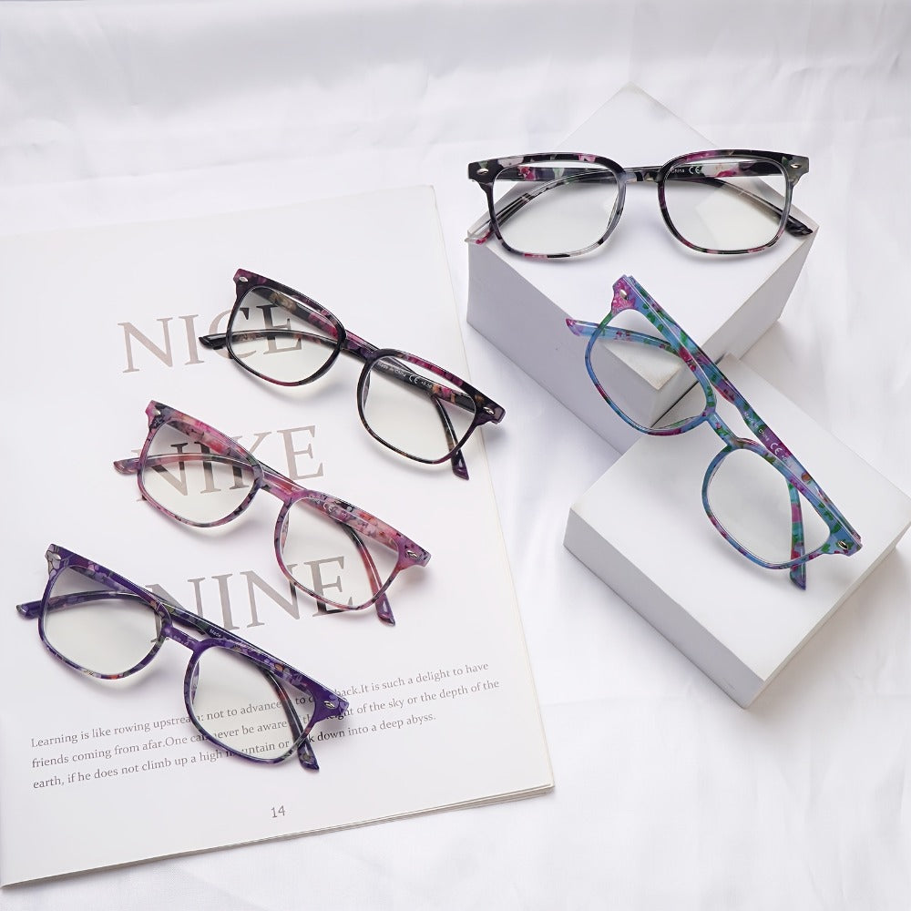 Blue Light Blocking Reading Glasses for Women 5-Pack – Stylish Computer Readers with Spring Hinges, Anti-Blue Light Lenses, Multiple Strengths 1.0–4.0x, Multicolor