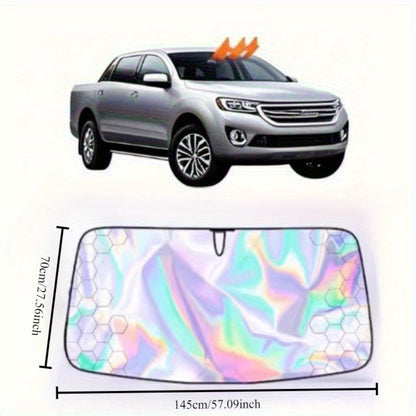Laser Insulation Windshield Sunshade 5-Layer Thickened Front Window Heat Blocker Diamond Pattern Gold Black Fits All Vehicles Ford F150 Toyota Tundra Sienna UV Sun Protection Car Heat Shield