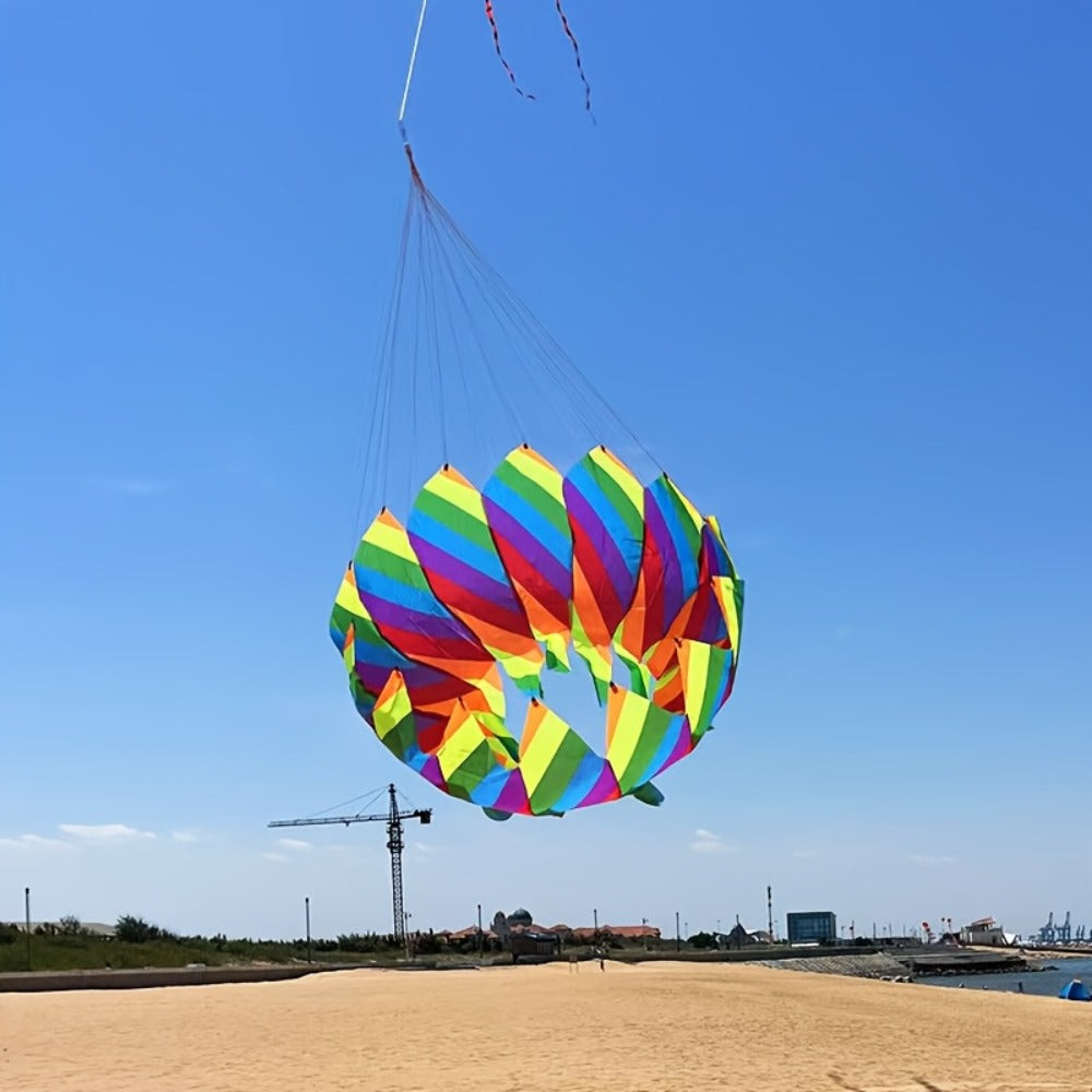 Rotating Lotus Tail Kite 3D Flower Basket Iridescent Kite for Kids Adults Outdoor Beach Park Flying Fun Easy to Fly Birthday Gift Boys Girls