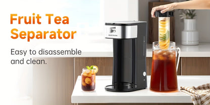 Iced Tea & Coffee Maker 3 QT Pitcher with Reusable Filter Basket | Adjustable Brew Strength | Cold Brew Machine for Iced Tea, Lattes, Lemonade & Flavored Water | Black