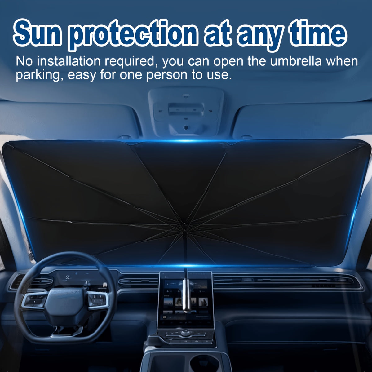 UV Protection Windshield Sun Shade - Vehicle Front Windshield Visor with Seamless Opaque Insulation for Wide Range of Vehicle Models
