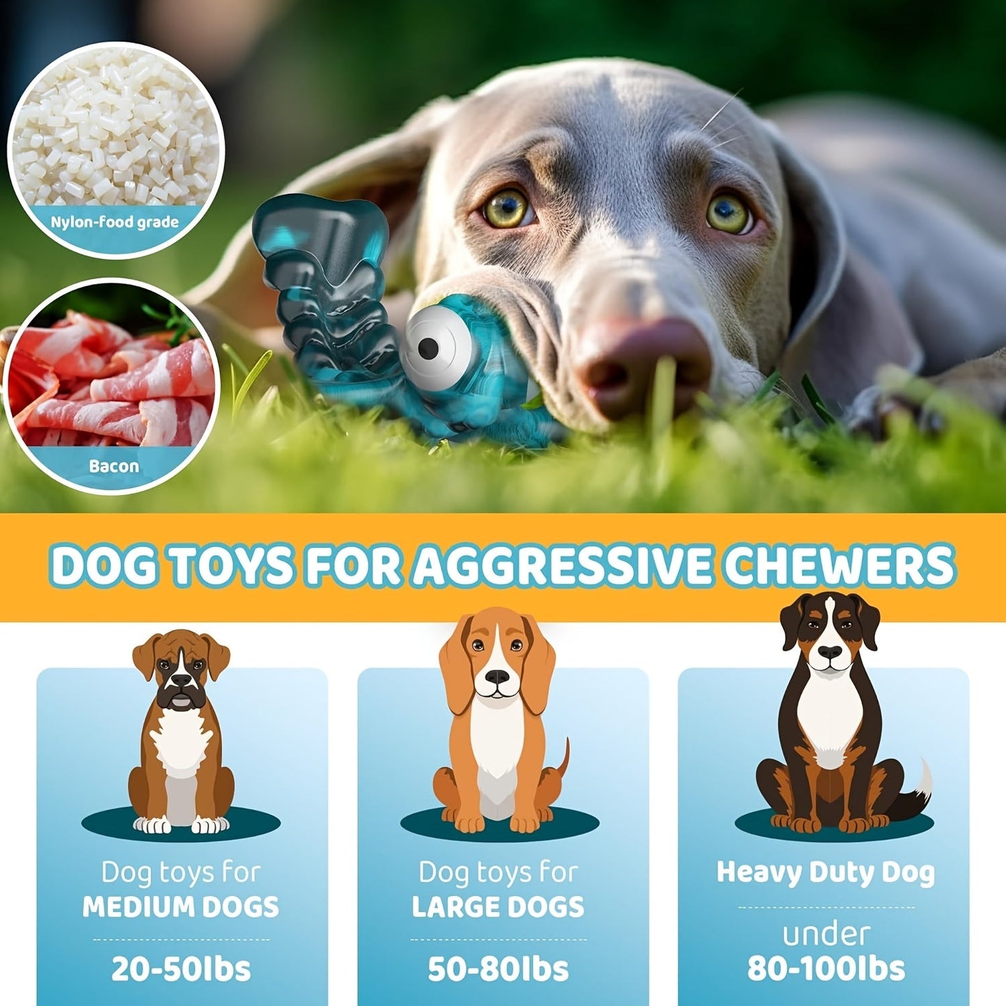 Interactive Dog Chew Toy Indestructible Nylon Bone for Aggressive Chewers - Bacon Flavor Durable Chew Toy for Large Medium Heavy Dogs, Dragonfly Design
