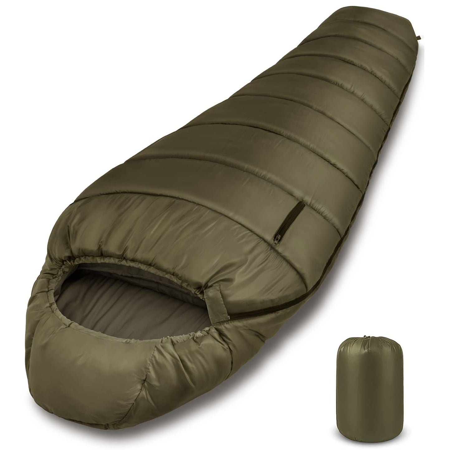 Mummy Sleeping Bag 15°F & 32°F - 3-4 Season Cold Weather Sleeping Bag for Adults, Ripstop Polyester Lining, Anti-Snag Zipper, Warm Washable Camping Sleeping Bag for Hiking, Backpacking & Outdoor