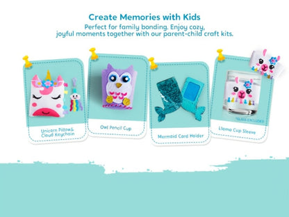 Kids Sewing Kit for Beginners 7 Felt Craft Projects – Pre-Punched Holes Safe Needles Mini Pillow Keychain Card Holder Cup Sleeve, STEM Life Skills Gift for Girls Boys Ages 6 7 8 9 10