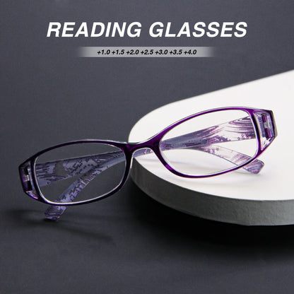 Womens Reading Glasses 16 Pack Elegant Square Full Frame High Definition Lenses 4 Colors Purple Blue Brown Black Comfortable Stylish Readers for Computer Book Reading Long Distance Magnification 1.0 to 4.0