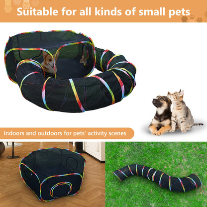 Outdoor Cat Enclosure with Tunnel - Rainbow Cat Playpen Tent with Circle Cat Tunnel for Cats Kittens & Small Animals, Portable Foldable Cat Outdoor Playground for Backyard Patio Garden