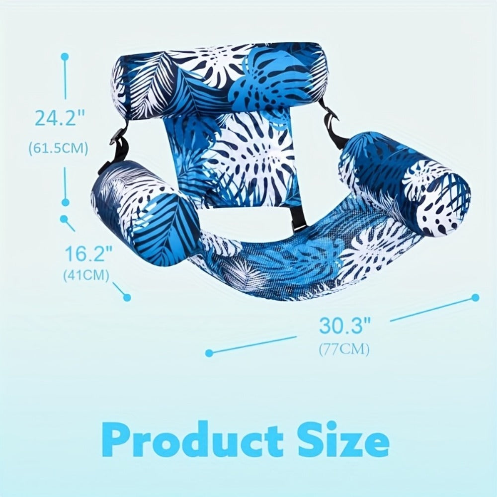Inflatable Pool Float Chair for Adults – Leaf Design Floating Lounger with Mesh Sling Seat & Soft Fabric Cover, 1 or 2 Pack, Pool Beach Lake Summer Water Toy