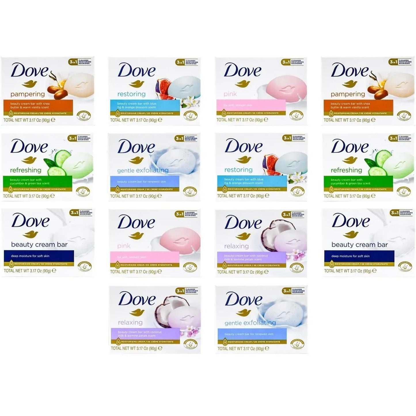 Bar Soap Variety Pack 14 Bars 7 Scents Moisturizing Beauty Soap — Gentle Cleansing Skin Care Body Wash Bar for Dry Sensitive Skin Women Men Family Daily Use Gift Set