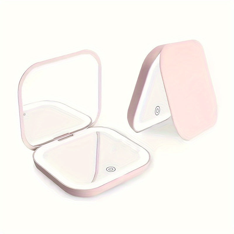 Cute Animal LED Makeup Mirror Foldable Double-Sided 3 Brightness Settings - USB Rechargeable Lighted Handheld Mirror Portable Travel Vanity Mirror for Girls Women Teen Gift