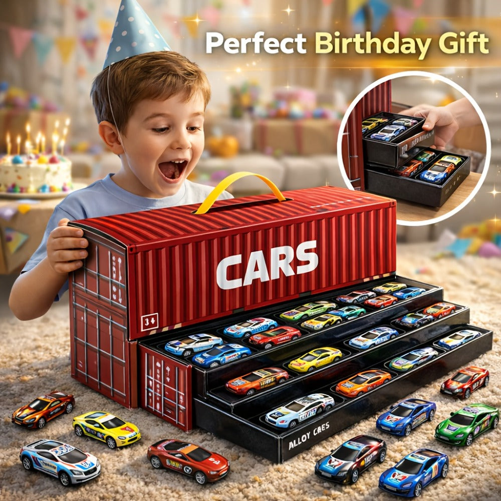 48-Piece Parking Lot Playset for Kids – 4-Level Car Garage with Friction Powered Mini Cars, Ramp & Track, Toddler Boys Vehicle Toy Birthday Gift Ages 3 4 5 6