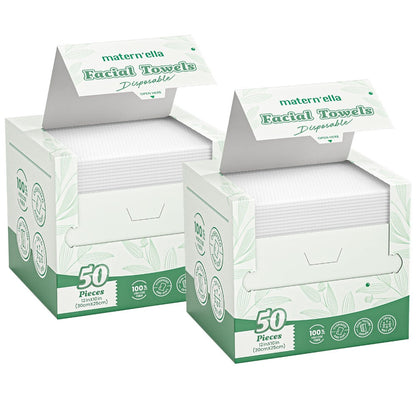 Disposable Face Towels Jumbo Ultra-Soft Extra Thick – Highly Absorbent Dry Wet Dual-Use Facial Wipes for Makeup Removal, Facial Cleansing, Spa & Travel, All Skin Types, 50 / 100 / 150 Sheets per Pack