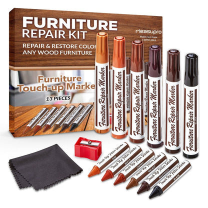 Wood Scratch Repair Kit Furniture Touch Up Markers Scratch Stain Repair Pens for Wood Furniture Tables Desks Floors Bedposts Cabinets Dark Light Mixed Colors 13 PC or 34 PC Carpenter Essential