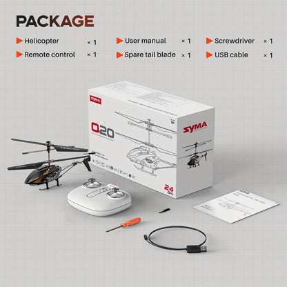 SYMA Q20 RC Helicopter for Kids 3.5CH – Altitude Hold One-Key Takeoff Indoor Drone, Alloy Body Gyro-Stabilized Remote Control Helicopter for Beginners Boys & Girls Ages 8 9 10 11 12, Birthday Christmas Gift (Black)