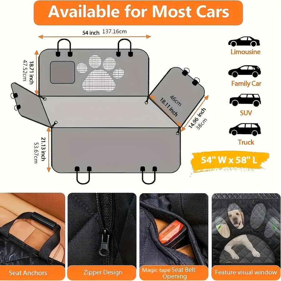 YVDKL Pet Dog Seat Cover, Hammock, Heavy-duty Scratch Resistant, Non Slip, Durable, And Soft Pet Rear Seat Cover, 600D Thick Durable Car Seat Cover, Suitable for Car, Truck, And SUV Pet Car Mats, Open Mesh Dog Car Seat Cushion