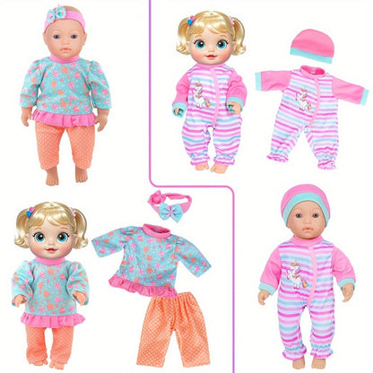 Baby Doll Clothes Set 10 Outfits for 10 12 14 Inch Newborn Dolls Unique Designs Easy On Off Doll Clothing Pack No Doll Included Birthday Christmas Gift for Kids Ages 3+