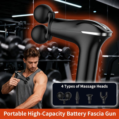 Handheld Massage Gun with Dual Heads – 3 Interchangeable Attachments for Full Body Relief | Powerful Rechargeable Fascia Gun for Back, Arms & Sports Recovery | Ideal for Running & Fitness