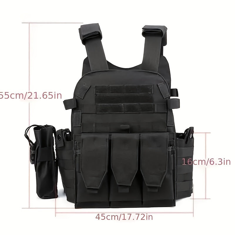Tactical MOLLE Vest 6094 Adjustable Combat Chest Rig with Multi-Pocket System for Outdoor Hunting Training Airsoft CS Wargame Hiking Camping