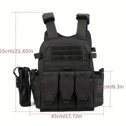 Tactical MOLLE Vest 6094 Adjustable Combat Chest Rig with Multi-Pocket System for Outdoor Hunting Training Airsoft CS Wargame Hiking Camping