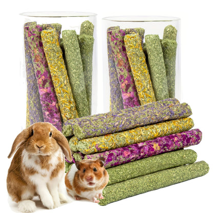 Timothy Hay Sticks 66pcs – Natural Handmade Chew Toys & Treats for Rabbits, Guinea Pigs, Hamsters, Chinchillas, Rats & Gerbils – Dental Health Chews for Small Pets