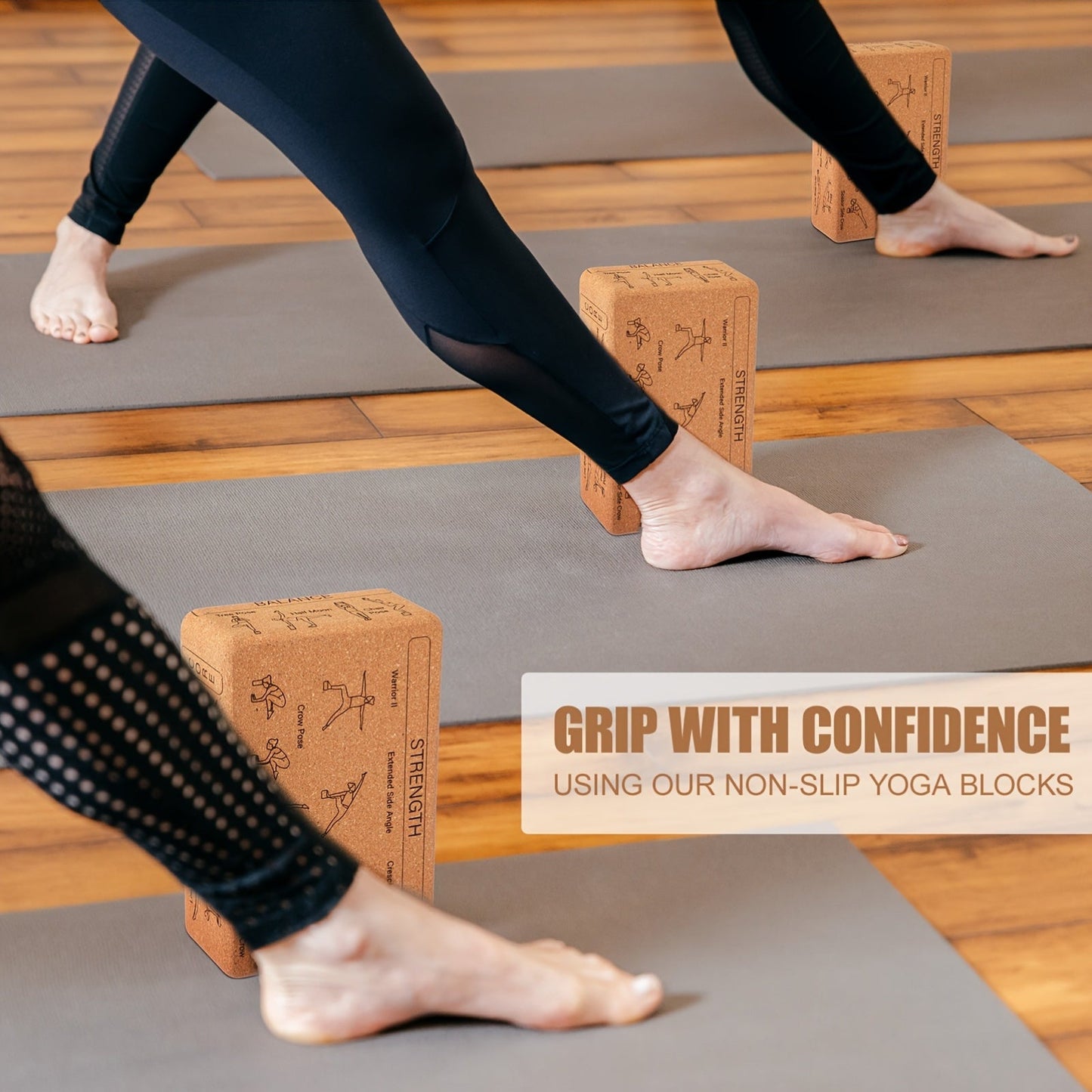 Cork Yoga Blocks 2 Pack – High-Density Non-Slip Cork Yoga Brick Set for Support, Balance & Flexibility, Suitable for Beginners & Advanced Yogis, Pilates & Stretching Aid