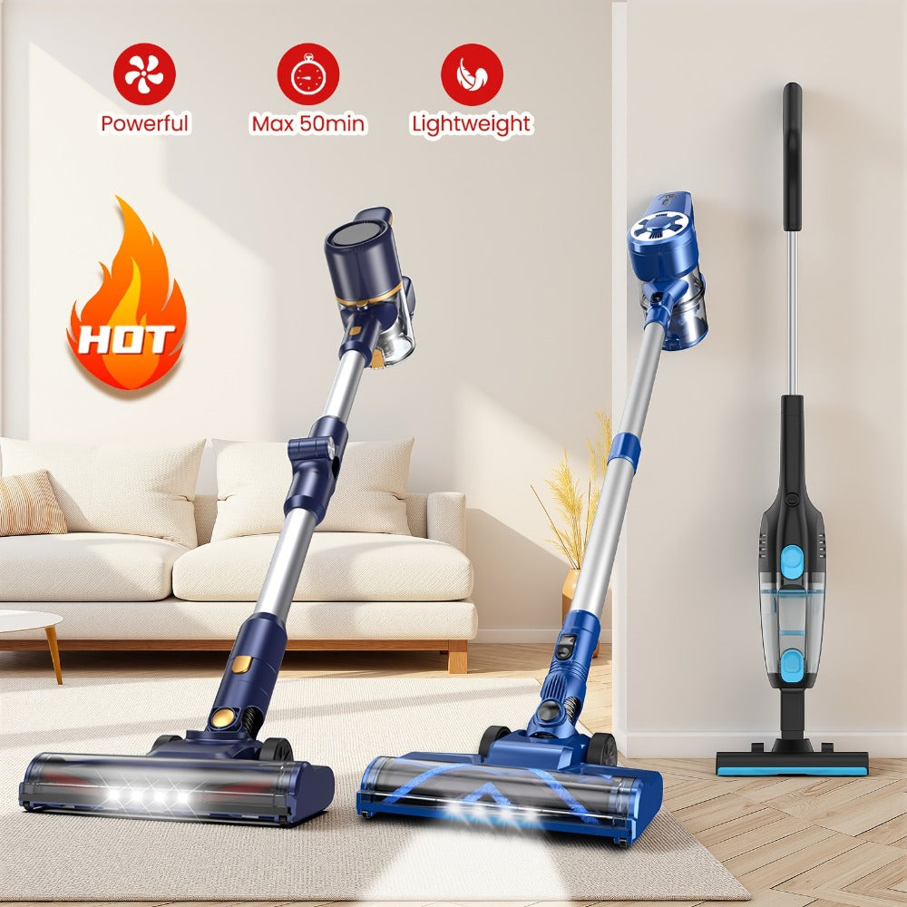 Cordless Vacuum Cleaner for Home – Corded & Cordless 2-in-1, 180° Foldable, LED Brush, High Suction, 40-Min Runtime, 38.58oz Dust Cup for Hardwood Floors, Seniors & Pregnant Women