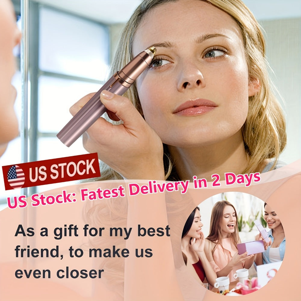 Electric Eyebrow Trimmer for Women 2 Pack, USB Rechargeable Painless Precision Eyebrow Razor Pen, Portable Hair Remover for Face Lip Leg Armpit – Pink White Colorful