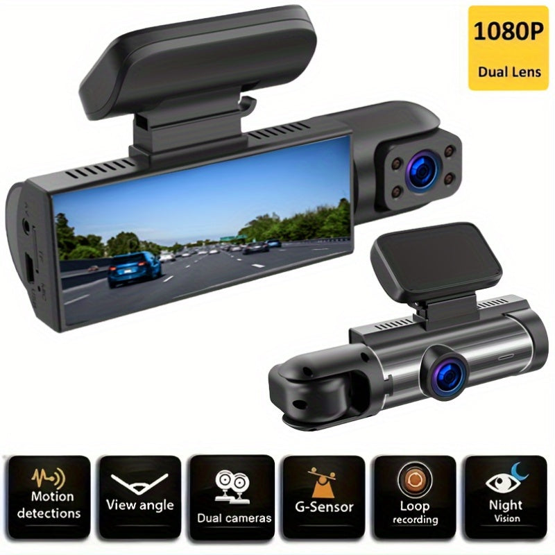 1080P Dual Camera Dash Cam for Cars with IR Night Vision, Loop Recording, And Wide Angle Lens-3.16 Inch IPS Screen, with 32GB SD Card Optional. Car