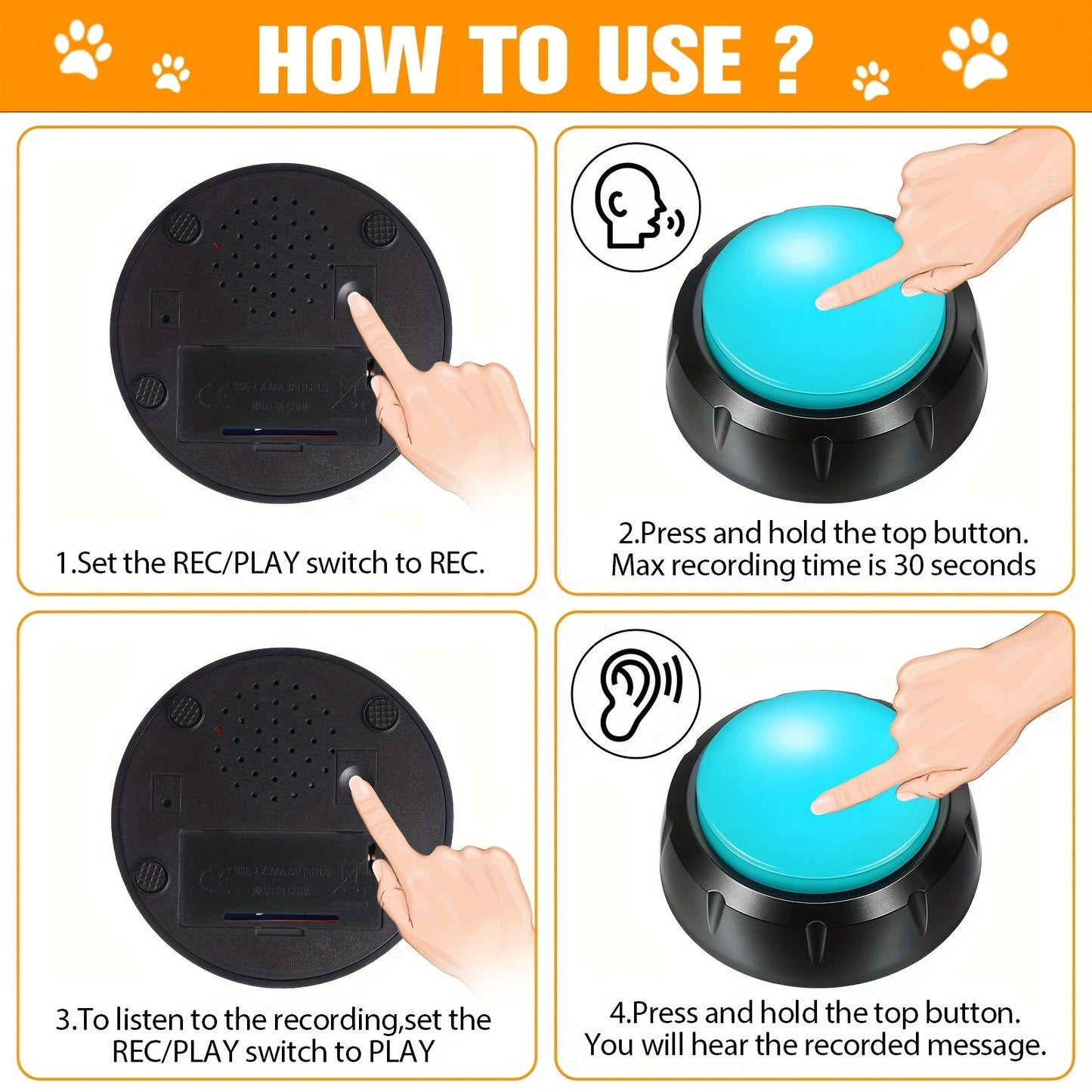 Dog Communication Buttons 12 Pack Recordable Talking Button Set 30 Second Voice Recording Pet Training Speaking Buttons 12 Colors Gift for Dogs Home Office