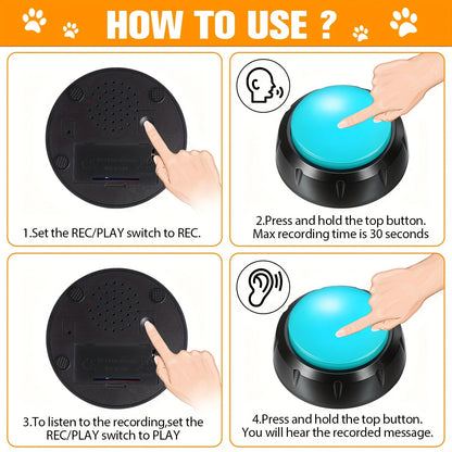 Dog Communication Buttons 12 Pack Recordable Talking Button Set 30 Second Voice Recording Pet Training Speaking Buttons 12 Colors Gift for Dogs Home Office