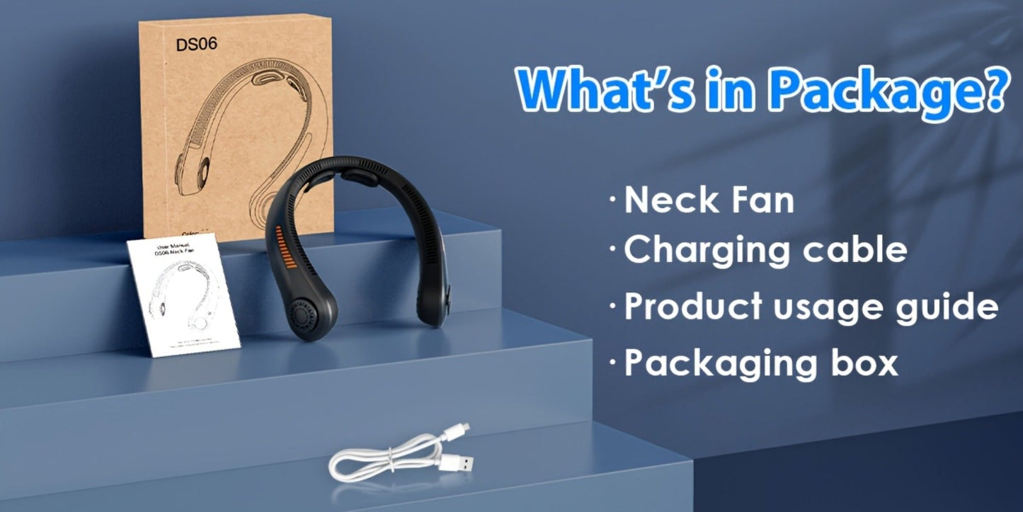 Bladeless Neck Fan USB Rechargeable | 5-Speed Quiet Portable Personal Cooling Fan for Office, Travel & Outdoor Use – Hands-Free Wearable Design, Long Battery Life, Multiple Colors