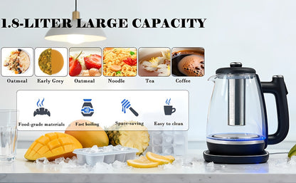 Electric Kettle 1.8L Stainless Steel – Fast Boil with Auto Shut-Off, Boil-Dry Protection, Removable Filter & 360° Swivel Base, BPA-Free Hot Water Kettle for Tea, Coffee & Baby Formula