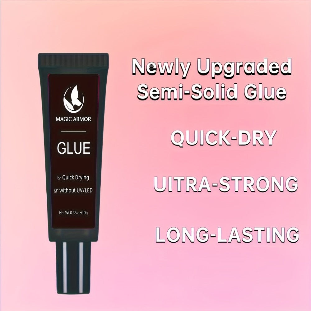 Super Strong Nail Glue & Remover Kit 10g - Long Lasting Adhesive for Acrylic Press-On False Nails - Precision Tip Applicator Clear Drying DIY Salon Nail Art for Women Girls Beginners
