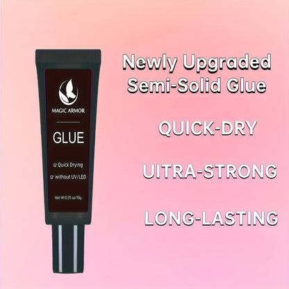 Super Strong Nail Glue & Remover Kit 10g - Long Lasting Adhesive for Acrylic Press-On False Nails - Precision Tip Applicator Clear Drying DIY Salon Nail Art for Women Girls Beginners