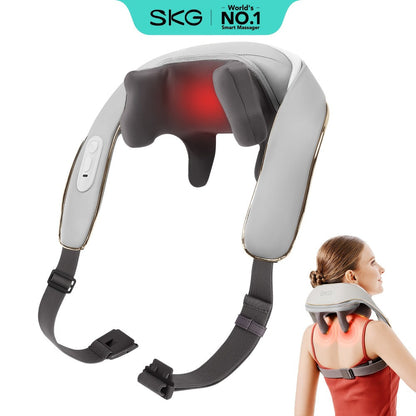 Neck Massager with Heat – 6D Shiatsu Cordless Deep Kneading Electric Massager for Neck, Shoulder, Back & Waist | 9 Modes, Hot Compress 40-45°C, 2200mAh Battery | Portable for Home, Office & Car