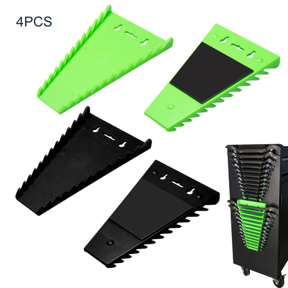 4-Pack Magnetic Wrench Organizer, Premium Quality Wrench Rack Tool Trays SAE 1/4" - 1-1/16" And Metric 6 Mm-24mm