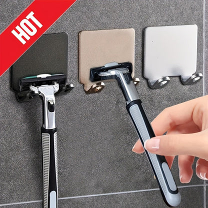 Wall Mounted Razor Holder 5pcs – Bathroom Razor Storage Hook for Men, No Drilling Non-Porous Adhesive Shaver Organizer for Shower Wall, Kitchen & Bathroom Accessories, Silver & Black