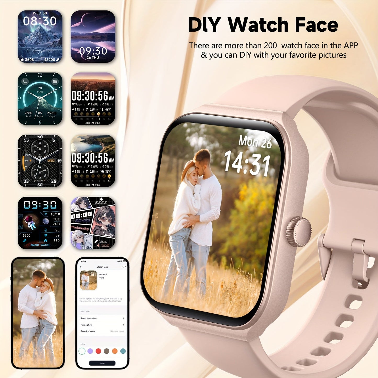 Smart Watch Fitness Tracker – 1.95" TFT Display, Built-in Alexa, 100+ Fitness Modes, Heart Rate Monitor, Men & Women