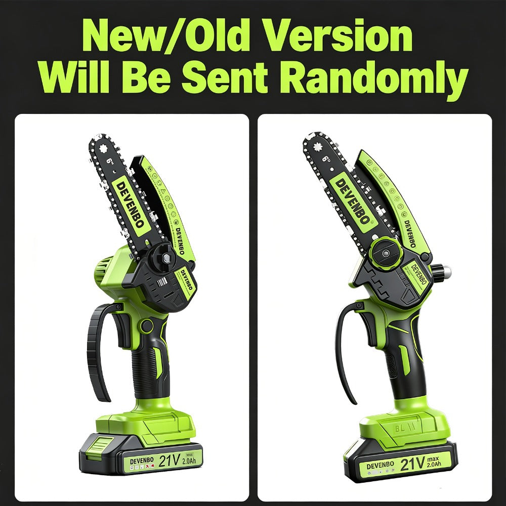 Cordless Mini Chainsaw 6 Inch – Handheld Lightweight Portable Electric Chainsaw with Safety Equipment, for Yard Gardening, Tree Pruning, Home Woodworking & Outdoor Survival, Thoughtful Gift for Men (1 or 2 Batteries)