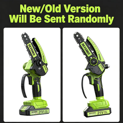 Cordless Mini Chainsaw 6 Inch – Handheld Lightweight Portable Electric Chainsaw with Safety Equipment, for Yard Gardening, Tree Pruning, Home Woodworking & Outdoor Survival, Thoughtful Gift for Men (1 or 2 Batteries)