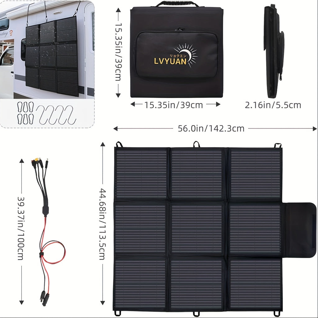 LVYUAN Portable Solar Panel Available in 120W, 200W, 300W, And 400W Options, Featuring a Foldable Design And High-Efficiency Monocrystalline Solar Cells with Up to 22.5% Efficiency, Ideal for Outdoor Activities, Boating, Camping