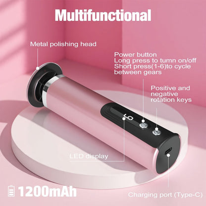 Rechargeable Electric Foot File & Callus Remover 2-in-1 with 2 Sanding Heads & 10 Replacement Sandpaper Pads Adjustable Speed USB Portable Pedicure Tool for Dry Dead Skin Cracked Heels Women Pink