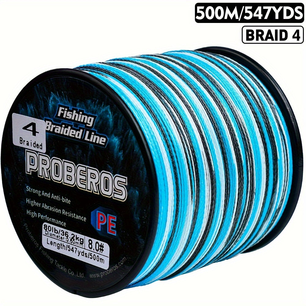 Braided Fishing Line 4 Strand 500M/547Yds - Abrasion Resistant Zero Stretch Superline 6LB-80LB, Multi-Color, Gray/Green/Camo